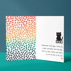 Einfache Retro Sunset Cat Paws Funny Black Cat Vat Karte