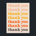 Einfache Retro Typografie Danke Peach und Gelb Postkarte<br><div class="desc">Einfache Retro-Typografie Vielen Dank Peach und gelbe Postkarte</div>