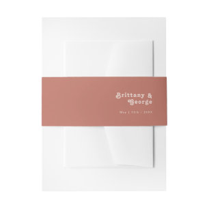 Einfache Retro-Vibes   Alte Rose Hochzeit Einladungsbanderole