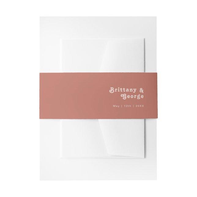 Einfache Retro-Vibes | Alte Rose Hochzeit Einladungsbanderole (Vorderseite Beispiel)