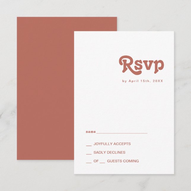 Einfache Retro-Vibes | Alte Rose RSVP Card (Vorne/Hinten)