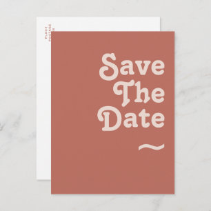 Einfache Retro-Vibes   Alte Rose Save the Date Einladungspostkarte
