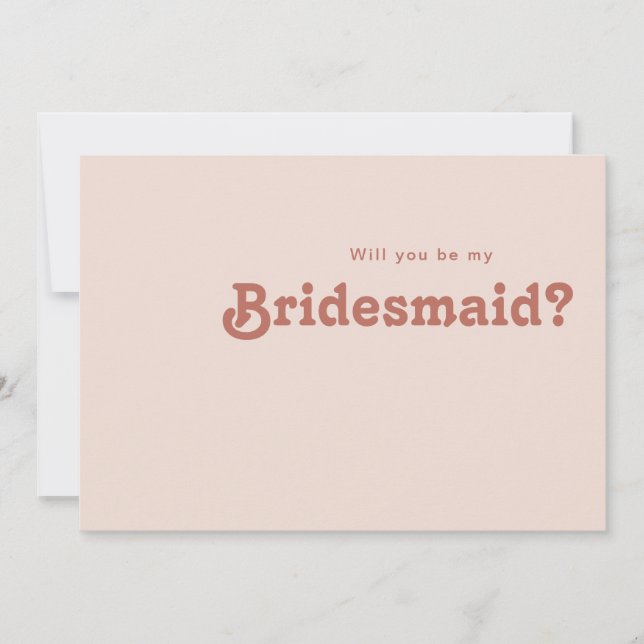 Einfache Retro Vibes Blush Bridesmaid Vorschlagkar Einladung (Vorderseite)
