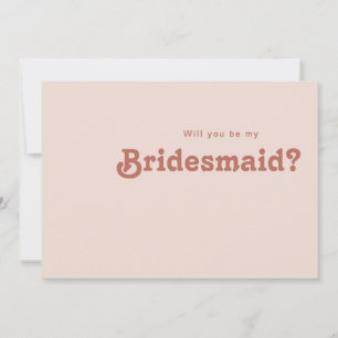 Einfache Retro Vibes Blush Bridesmaid Vorschlagkar Einladung