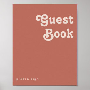Einfache Retro-Vibes Old Rosen Guest Book Sign Poster