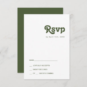 Einfache Retro-Vibes Olive Green RSVP Card