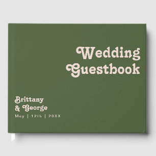 Einfache Retro-Vibes   Olive Green Wedbook Gästebuch