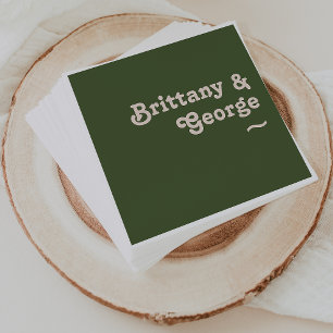 Einfache Retro-Vibes Olive Green Wedding Napkins Serviette