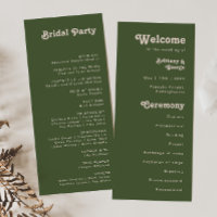 Einfache Retro-Vibes | Olive Green Wedding Program