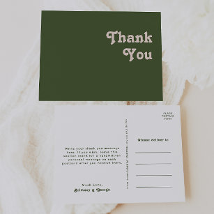 Einfache Retro-Vibes   Olive Green Wedding Vielen  Postkarte
