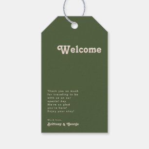 Einfache Retro-Vibes   Olive Green Wedding Welcome Geschenkanhänger