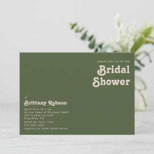 Einfache Retro-Vibes Olivgrün Brautparty Einladung