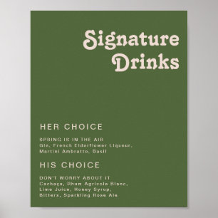 Einfache Retro-Vibes   Olivgrüne Signature-Drinks Poster