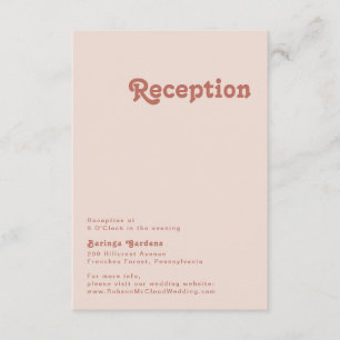 Einfache Retro-Vibes Rosa Hochzeitsempfang Begleitkarte