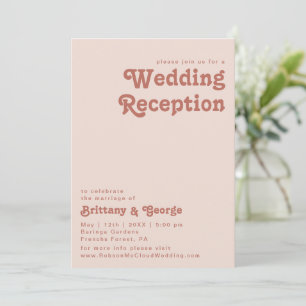 Einfache Retro-Vibes Rosa Hochzeitsempfang Einladung
