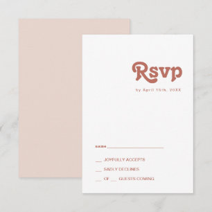 Einfache Retro-Vibes   Rosa RSVP-Karte RSVP Karte