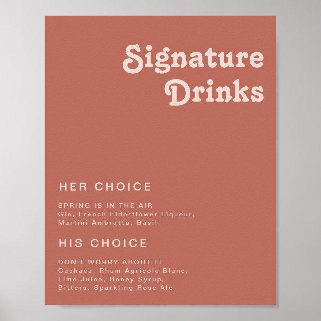 Einfache Retro-Vibes | Unterschrift "Drinks der al Poster (Vorne)