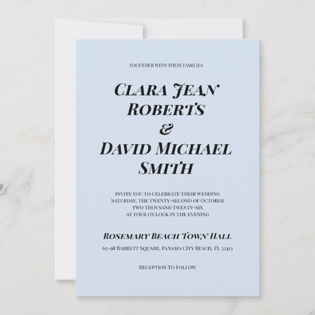 Einfache Robin's Minimalistische Hochzeitseinladun Einladung (Vorderseite)