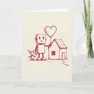 Einfache Robot Home Love Karte