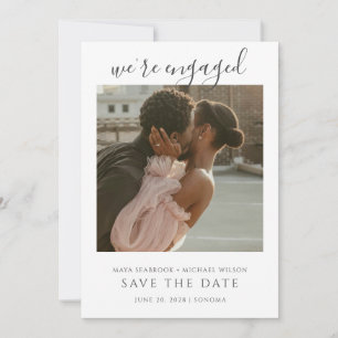 Einfache Romantische Foto-Hochzeit Save The Date Einladung
