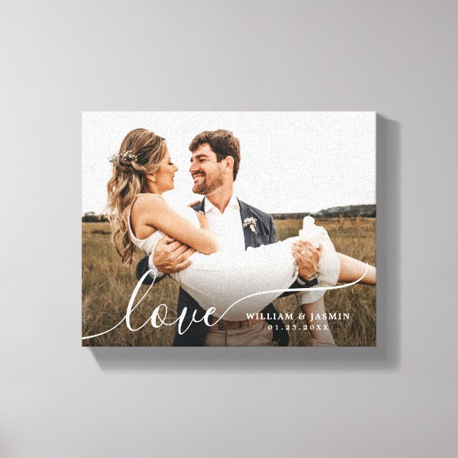 Einfache Romantische Foto-Liebe Kalligrafie-Skript Leinwanddruck (Vorderseite)
