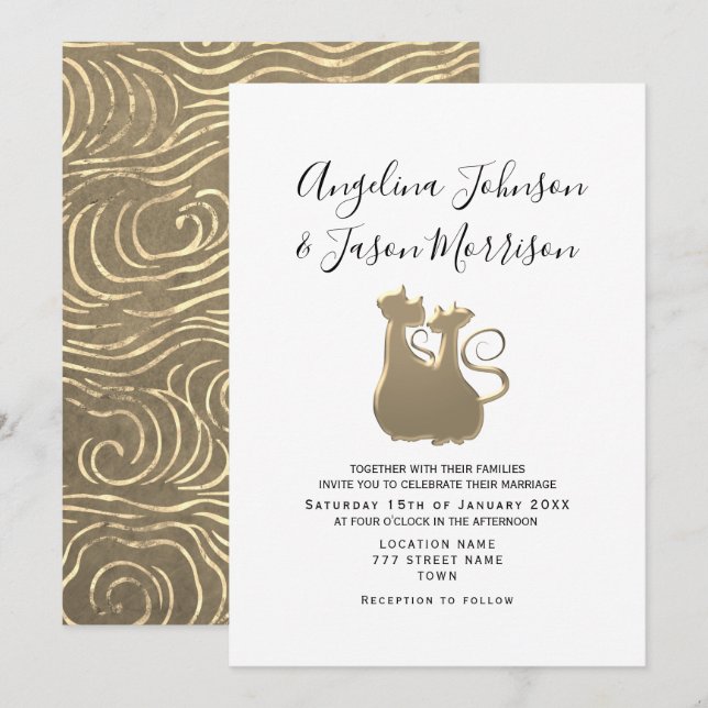 Einfache romantische Hochzeit Einladung (Vorne/Hinten)