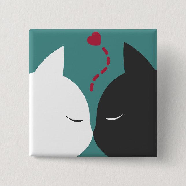 Einfache romantische Katzen im Liebe-Button-Knopf Button (Vorderseite)