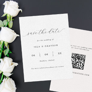 Einfache romantische Script QR Code Hochzeit Save The Date