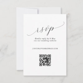 Einfache Romantische SkriptWedding QR Code RSVP Karte