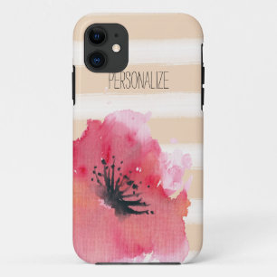 Einfache romantische Streifen mit Blumen Case-Mate iPhone Hülle
