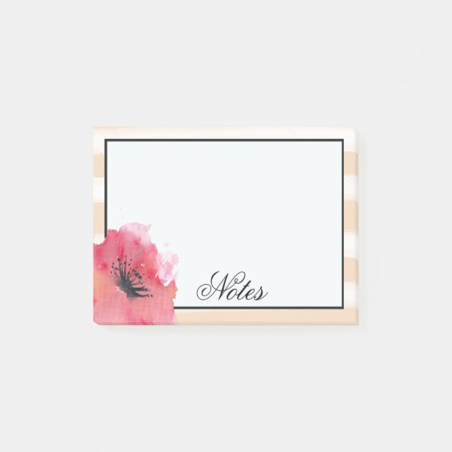 Einfache romantische Streifen mit Blumen Post-it Klebezettel (Vorderseite)