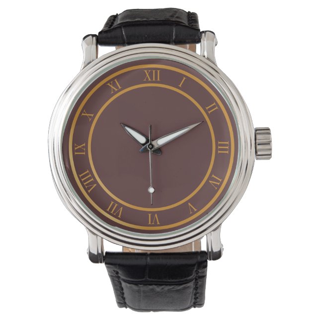 Einfache römische Numerobräune Armbanduhr (Vorderseite)