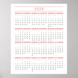 Einfache Rosa 2025 Kalender Poster