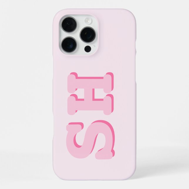 Einfache rosa Anfangsmonogramm iPhone 16 Pro Max Hülle (Rückseite)