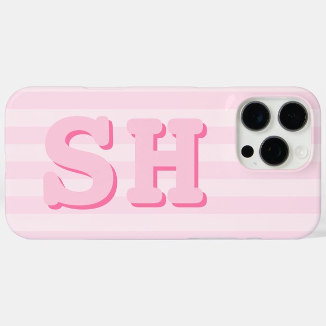 Einfache rosa Anfangsmonogramm iPhone 16 Pro Max Hülle (Rückseite (Horizontal))