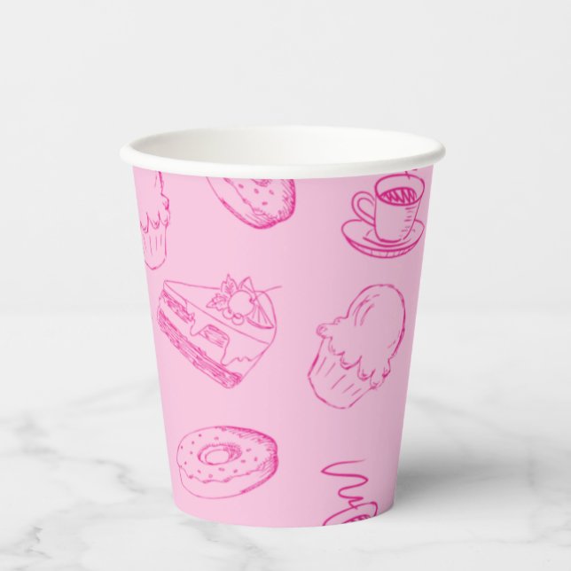 Einfache rosa Bäckerei Papercups Pappbecher (Vorderseite)
