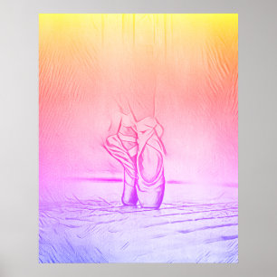 Einfache Rosa Ballettschuhe Regenbogen Poster