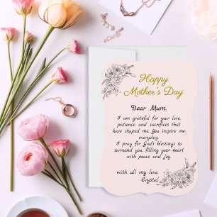 Einfache, rosa, benutzerdefinierte Letter Mother's Mitteilungskarte