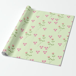 Einfache rosa Blume auf einem pastellgrünen Hinter Geschenkpapier