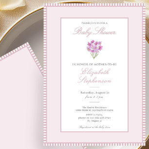 Einfache rosa Blumen Baby Shower Einladung