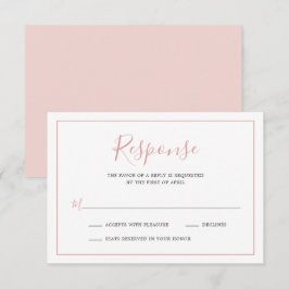 Einfache Rosa Border Elegante Hochzeit RSVP Karte