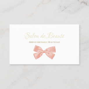Einfache Rosa Bow Gold Script Giro Schönheitssalon Visitenkarte
