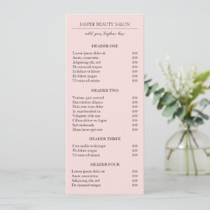 Einfache rosa Elegante Moderne Preisliste