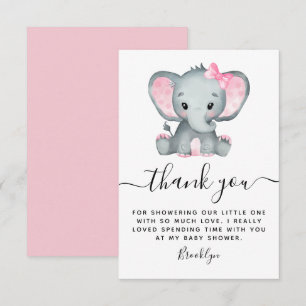 Einfache rosa Elephant Babydusche Dankeskarte