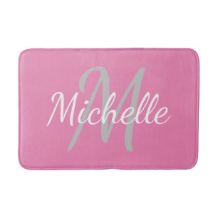 Einfache rosa Fett Typografie und Name Monogram Badematte