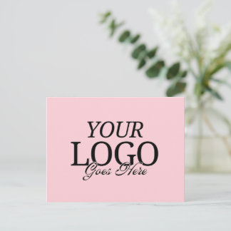 Einfache Rosa Firmenlogos mit QR-Code Postkarte
