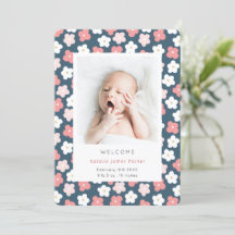 Einfache Rosa Floral Wasserfarbe Niedliche Geburt