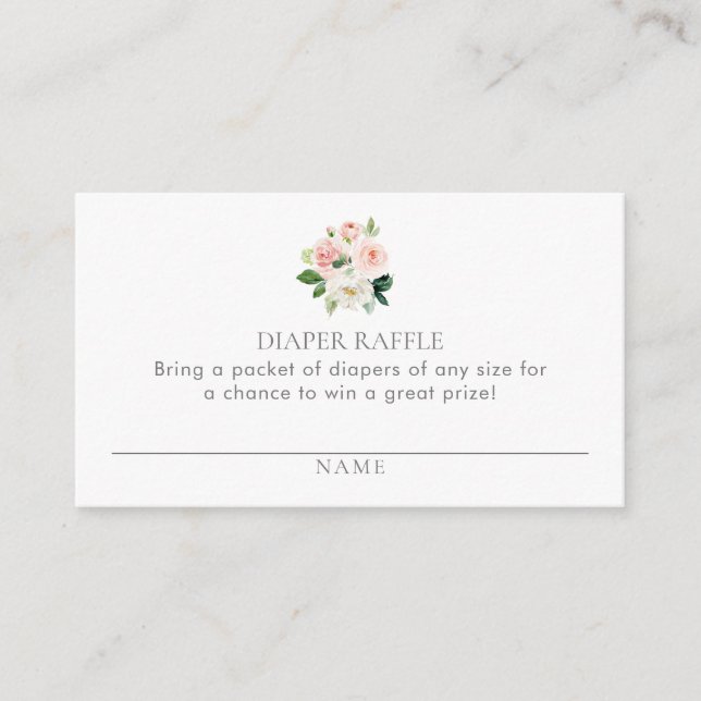 Einfache Rosa Floral Windeln Raffel Ticketumrandun Begleitkarte (Vorderseite)
