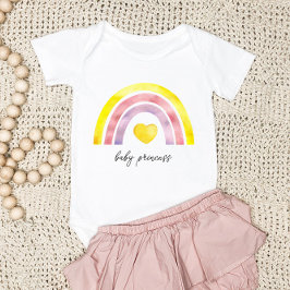 Einfache rosa Gelbe Regenbogen-Neugeborene Baby Strampler
