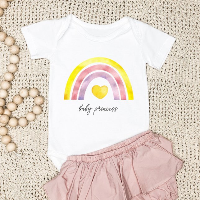 Einfache rosa Gelbe Regenbogen-Neugeborene Baby Strampler (Von Creator hochgeladen)